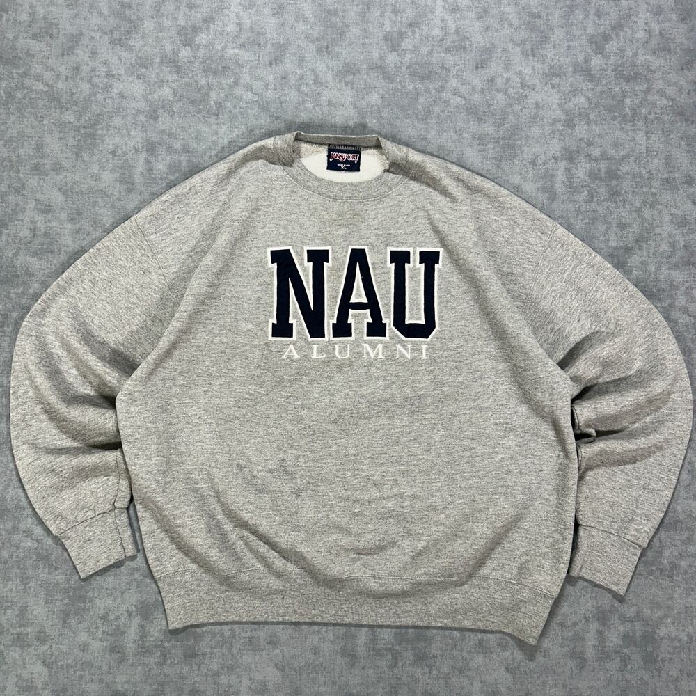 Vintage 90s Jansport NAU Alumni Crewneck Sweatshirt Gray Mens XL USA Made